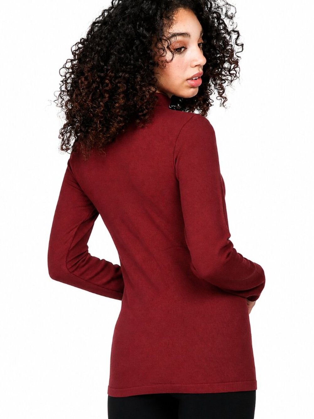 M. Rena Warm Ribbed Turtle Neck Long Sleeve Pullover Casual Tee Top. One Size - Picture 8 of 10